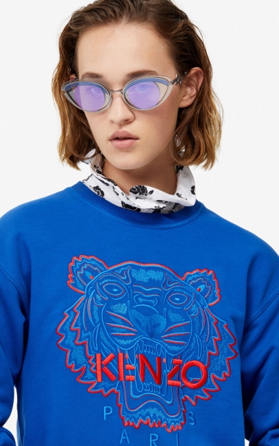 Kenzo Women Two-tone Tiger Sweatshirt Electric Blue